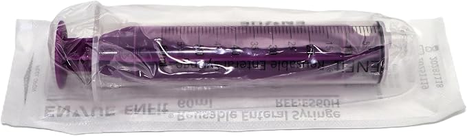 Envue ENFit Enteral Feeding Syringe 60mL, O Ring Syringes for Feeding and 60 ml Syringe for Feeding Tube Use, Reusable 60cc Syringe for NG Tube, 10 Pack, Purple