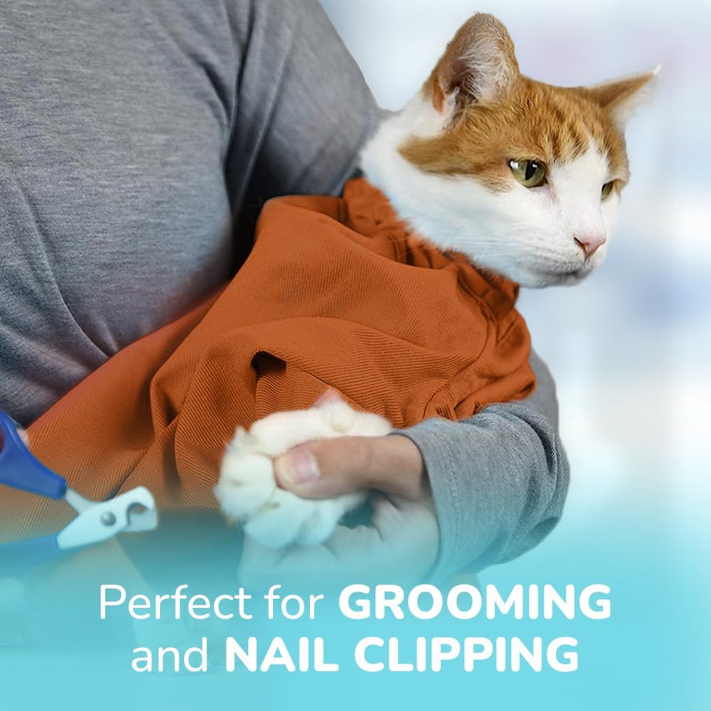 Cozy Comfort Carrier - Large Caramel Pet Carrier for Cat and Cat Restraint for Medication Administration, Nail Clipping, Travel, Vet Visits, and Dental Care