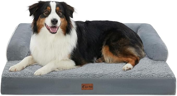Orthopedic Dog Beds for Medium Sized Dogs, Waterproof Egg Crate Foam Medium Dog Couch Beds for Crate 35x22Inch, Washable Pet Beds with Removable Cover and Nonskid Bottom, Grey
