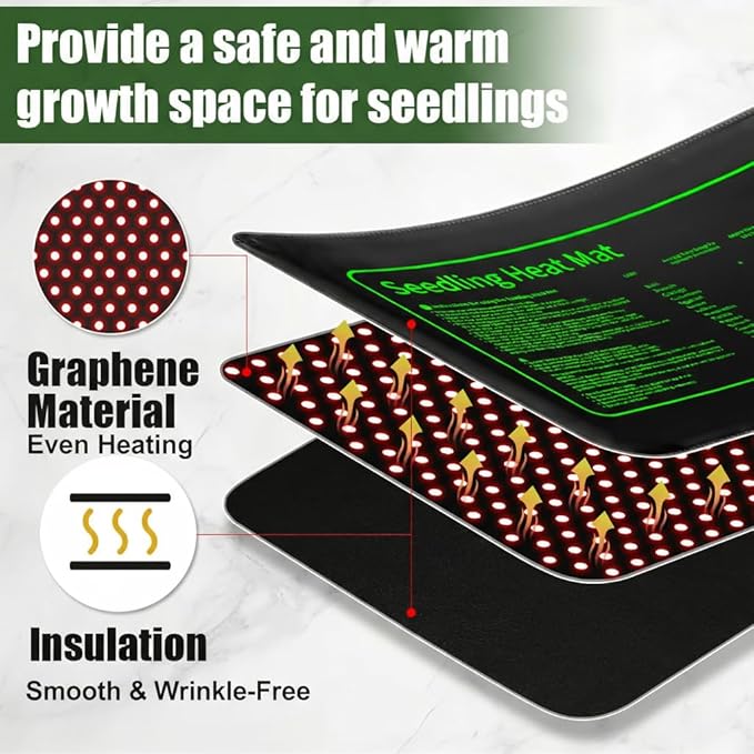 4 Pack Seedling Heat Mat for Plants Seed Starting, Waterproof 10"x 20" Warming Mat Plant Heating Pad for Seed Germination, Indoor Growing, Hydroponic, Greenhouse