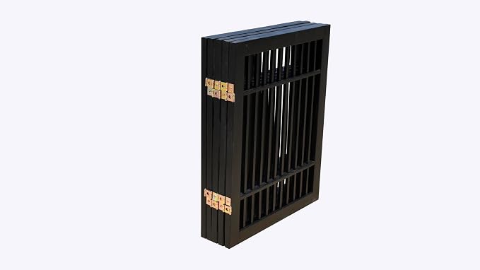 Urnporium Pet Dog Gate Freestanding, Strong Durable Folding Wooden Fence, Portable Acacia Hardwood Safety Barrier for Indoor & Outdoor Use (Black Pet Gate, 5 Panel 24" Tall)