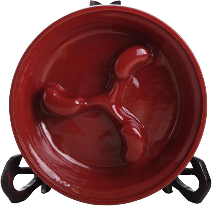 Willow Ceramics Dog Bowl – Handmade Ceramic Slow Feeder, 30.4oz Anti‑Gulp Bowl for Medium to Large Dogs, Dishwasher Safe, Made in USA (Red, 8inch)