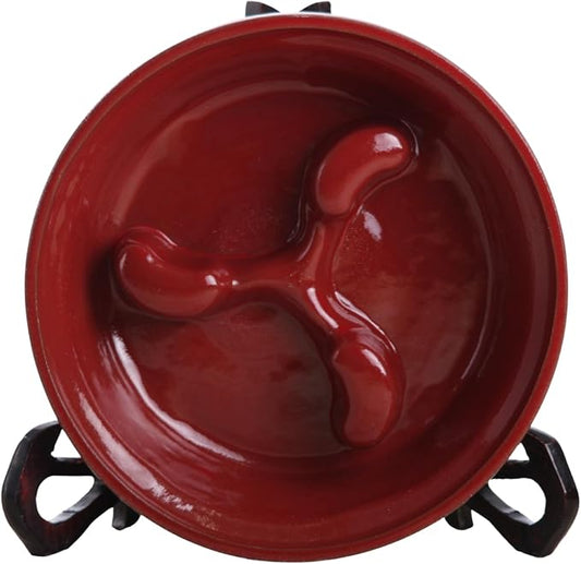 Willow Ceramics Dog Bowl – Handmade Ceramic Slow Feeder, 30.4oz Anti‑Gulp Bowl for Medium to Large Dogs, Dishwasher Safe, Made in USA (Red, 8inch)
