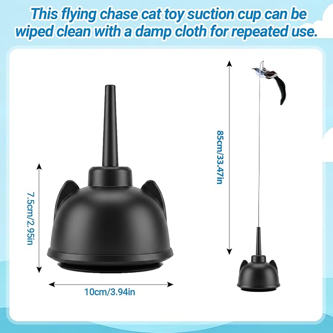 2 In 1 Electric Cat Wand Toy Interactive Cat Toys for Indoor Cats 360° Cat Toys for Bored Indoor Adult Cats, 2-Speed Fly Cat Chase Toy Automatic Cats Toys with Suction Cup Electric Cat Teaser Wand