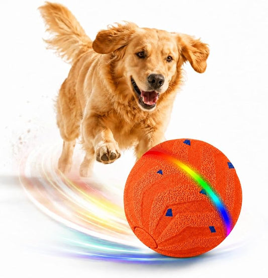 Smart Dog Ball E-TPU Interactive Dog Ball, Automatic Rolling with LED Glow (Orange, Round)