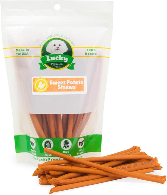 Sweet Potato Straws Dog Treats 7oz. – All Natural, Chewy Veggie Treats for Small & Medium Dogs – Training Reward Made in USA – Shareable Small Treats