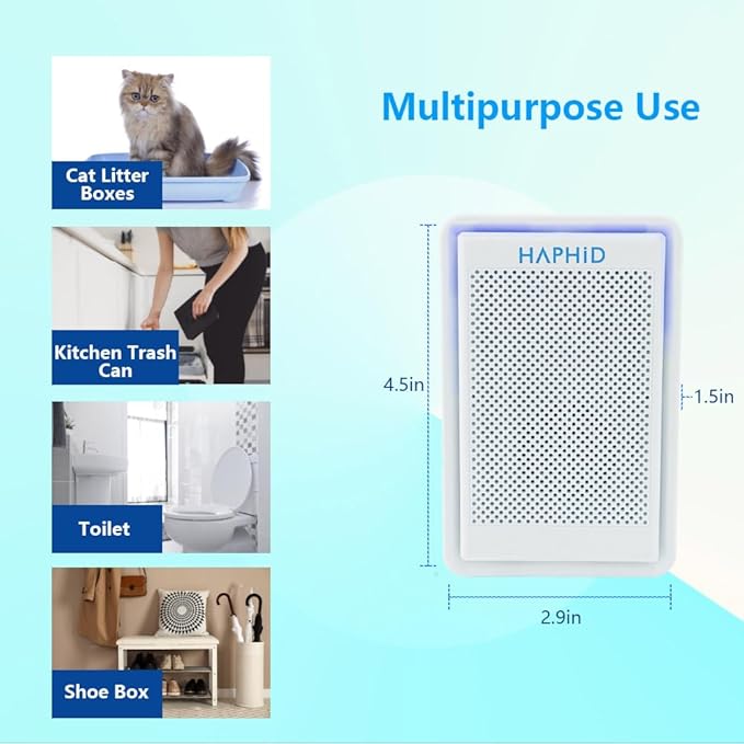 Cat Litter Deodorizer 99%, Pet Odor Eliminator for Strong Odor with Catalyst Filter, Air Purifier Plug In Air Freshener for Home & Pets Litter Box Room Wardrobe Toilet Shoe Cabinet (1-Pack）