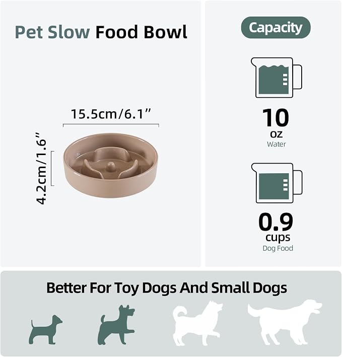 Havniva Ceramic Slow Feeder Dog Bowls, 0.9 Cups Dog Bowl Slow Feeding for Small Breed, 6.1inch Puzzle Dog Food Bowl Slow Feeder Non-Slip Anti-Gulping and Anti-Choking Reduces Bloating