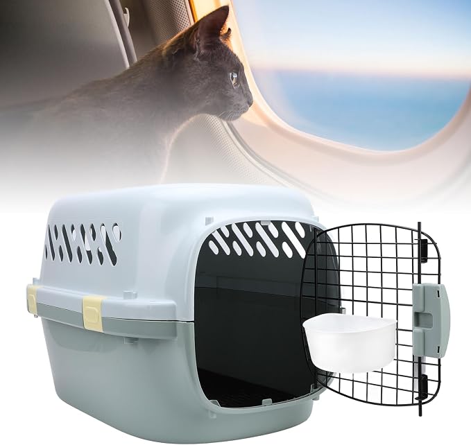 Portable Hard Shell Pet Carrier, ABS Material Sturdy and Large Space Breathable Cat Travel Carrier for Aircraft Travel Hiking Walking (Large)