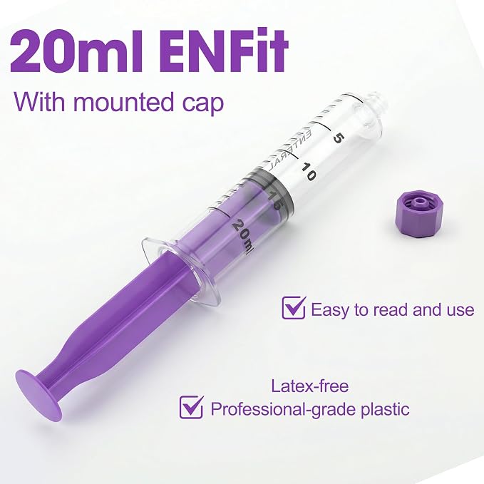 20ml Syringes with Cap without Needle - 20cc Plastic Syringe for Liquid, Feeding, Blister-Packed, Pack of 50