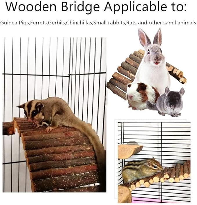 PINVNBY Guinea Pig Wooden Ladder Bridge (20 x 11.8 in) Rabbits Hideout, House, Tunnel, Rodents Chew Toys for Bunny, Chinchillas, Hedgehogs, Ferrets, Rat and Small Animals-Extra Large