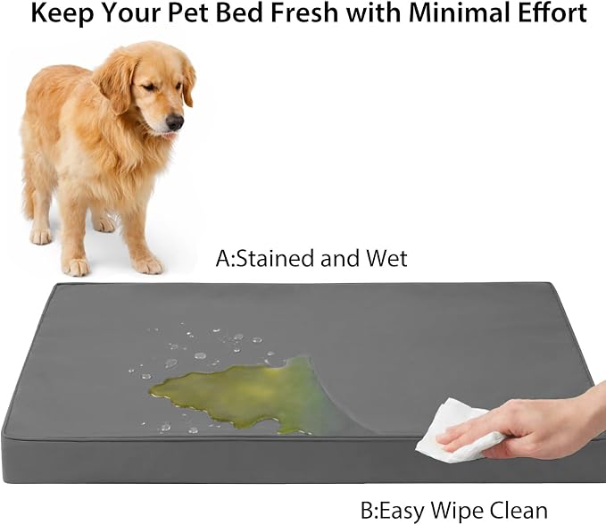 WNPETHOME Outdoor Dog Bed Waterproof, Large Outdoor Dog Bed for Large Sized Dog, Outdoor Indoor Dog Bed with Removable Washable Cover, Egg Crate Foam Dog Crate Mat, Durable Waterproof Dog Bed