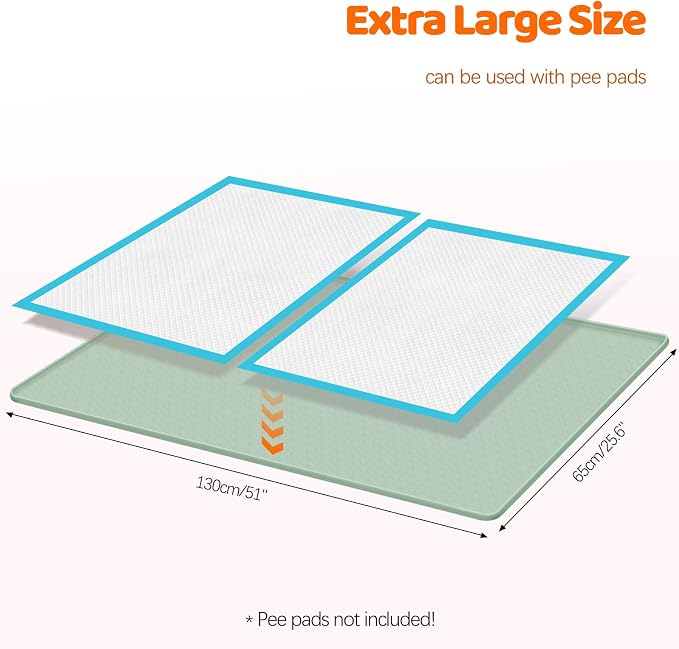 Pee Pads for Dogs, 51" x 25.6" Extra Large Reusable Dog Silicone Mat for Floor Protector, Washable Non-Slip Dog Training Pads for Potty Training (Green)
