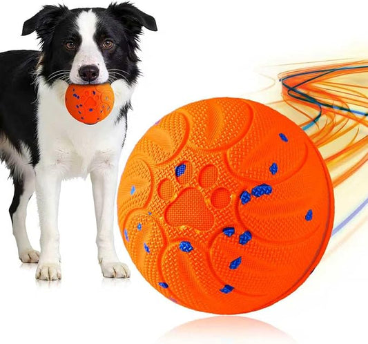 Smart Interactive Dog Toys, Colorful Led Lights, Orange | Upgraded Chew-Resistant E-Tpu, Auto-Bounce & Rotating, Obstacle Avoidance, Ipx7 Waterproof