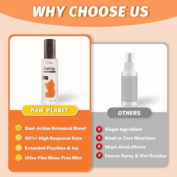 PAW PLANET 2.8 fl.oz. Advanced Catnip Spray with Silvervine for Indoor Cats & Kittens, High-Potency Formula, Natural Training & Play Mist (Animal)
