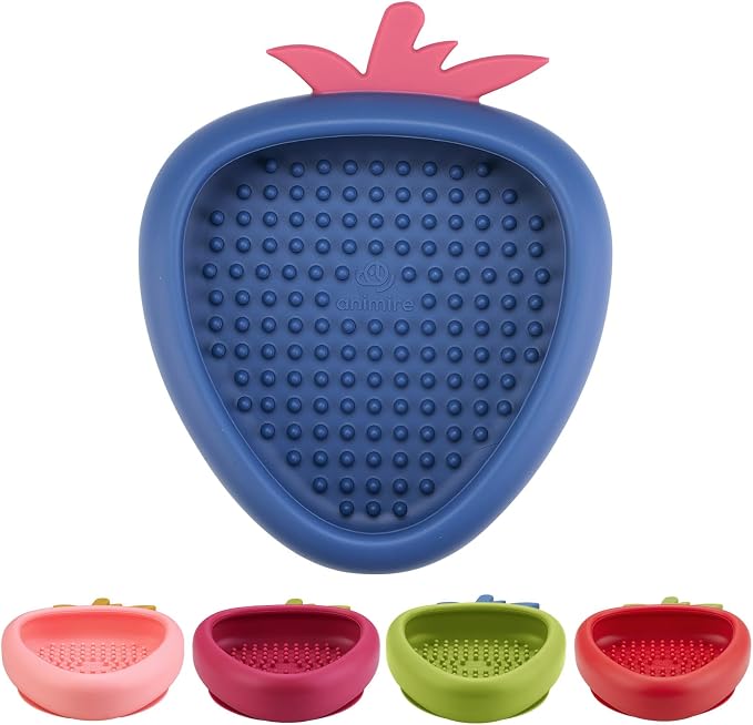 Freeze Dog Lick Bowl, Animire Non-Slip Slow Feeder Lick Mat for Dogs, Silicone Dog Enrichment Bowl for Distraction Anxiety Relief Boredom, BPA Free, Dishwasher Safe(Dark Blue,L)