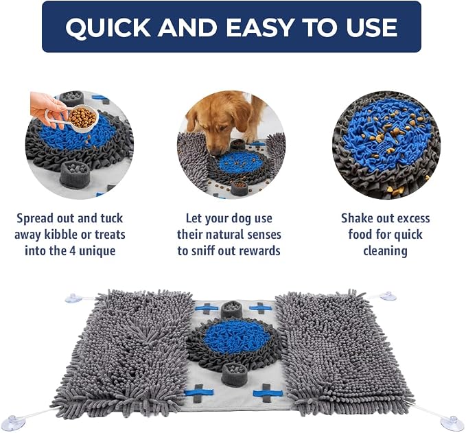 Muddy Mat® Double Chenille & Fleece Snuffle Mat for Dogs – 19x30 Interactive Snuffle Mat for Dogs Large Breed – Slow Feeding Mat for Training, Foraging & Stress Relief