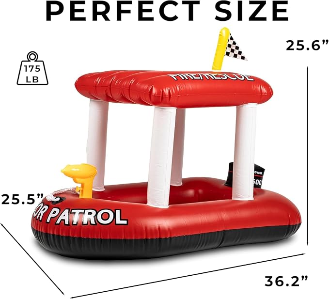 Police Boat Inflatable Pool Floats Kids, Toddler Harbor Master Police Patrol Inflatable Boat Pool Float Ride On, Fun Water Toy Squirter Pool Toy, Police & Fire Rescue Theme Pool Raft for Boys, Girl