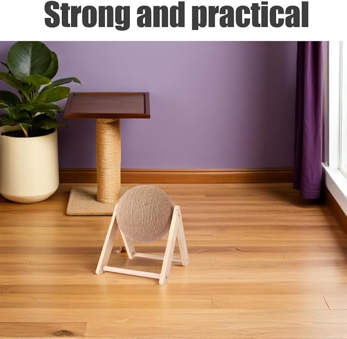 balacoo Cat Scratching Ball Toy with Sisal Rope 7.08X7.08X6.29In Indoor Interactive Cat Plaything for Claw Grinding and Furniture Protection