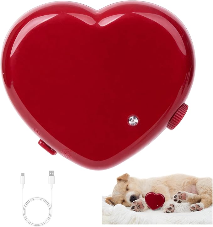 Pet Prime Rechargeable Heartbeat Simulator for Anxiety Dogs with Auto 8H Timer & Adjustable Speed,Suitable for Heart Beat Plush Toys