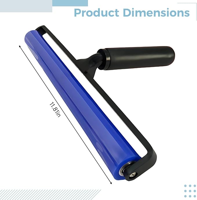 Dust Cleaning Roller, Silicone Anti Static, Blue Lint Remover, T-Handle, 11.8 In (30 Cm) Long, High Adhesion, For Vinyl Records, Long-Lasting, Home, Office, Record Care