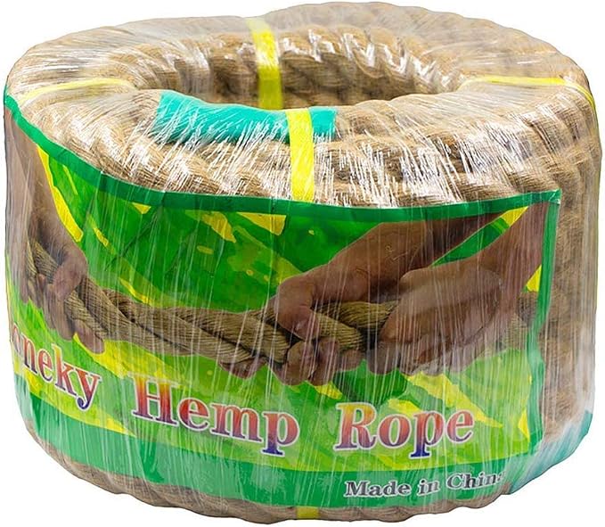 Aoneky Natural Jute Rope 7/8" x 96ft - 4 Strand Twisted Hemp Rope for Crafts, Cat Scratching Post, DIY Home Decor, Macrame, Hammock & Nautical Projects, Brown
