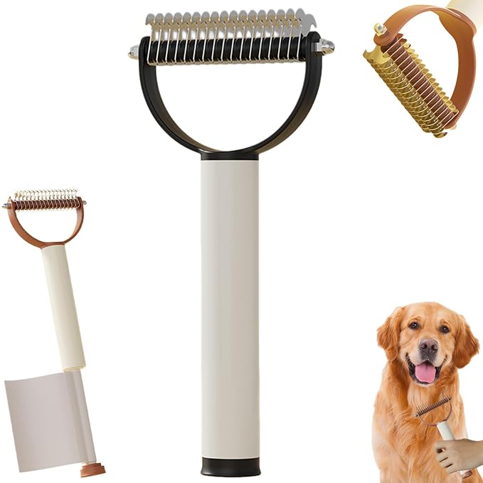 2026 Upgraded Double Sided Deshedding Pet Brush,Double Teeth Pet Grooming Comb,Professional Pets Deshedding Curve Blade Dog Brush,Suitable For Cats,Dogs,And Horses (Black)