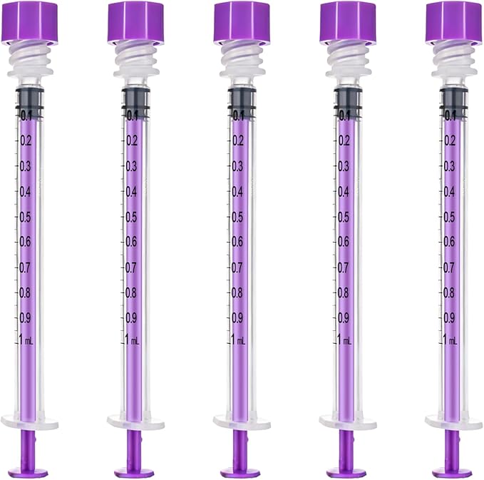 1ml Syringe with Cap, 1cc Plastic Syringes for Liquid, Feeding, Individually Wrapped 20 Pack