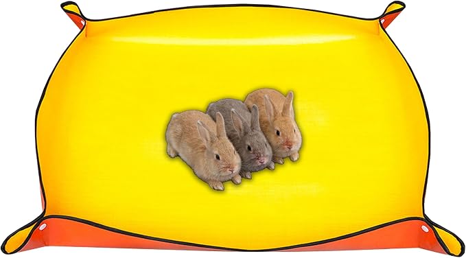 Waterproof Pet Playpen Mats, Reusable Cage Liner, Black Plastic Floor Mat for Small Animals (Yellow 59x39 in (1 pc))
