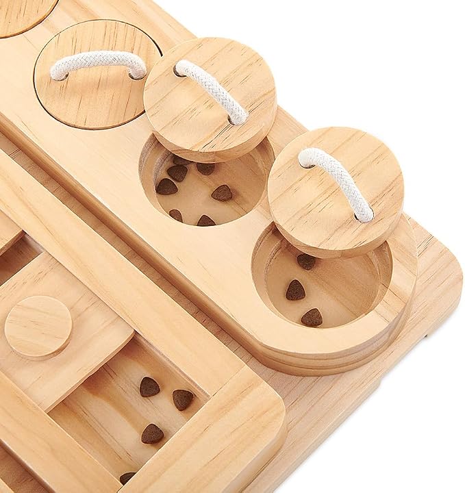Wooden 3-in-1 Treat Puzzle Feeder for Small/Medium/Large Dogs | Level 1 Puzzle Starter Pack