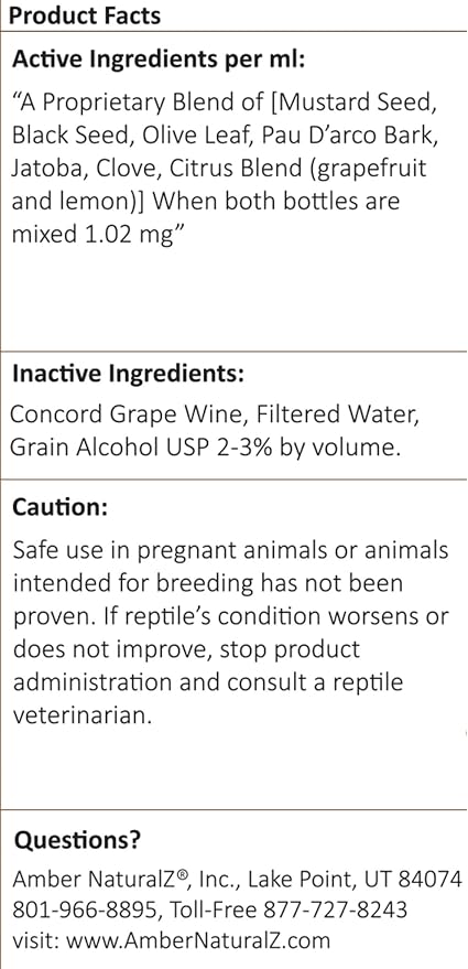 AMBER NATURALZ Reptaid Herbal Supplement for Small Reptiles | Herbal Pet Supplement for Immune Support | for Reptiles Under 250g | 1 Fluid Ounce Glass Bottle | Manufactured in the USA