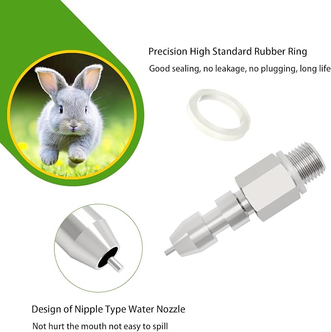 Vandcoop DIY Automatic Stainless Steel Rabbit Nipple Drinkers with Drill Bit (Silvery, 10pcs)