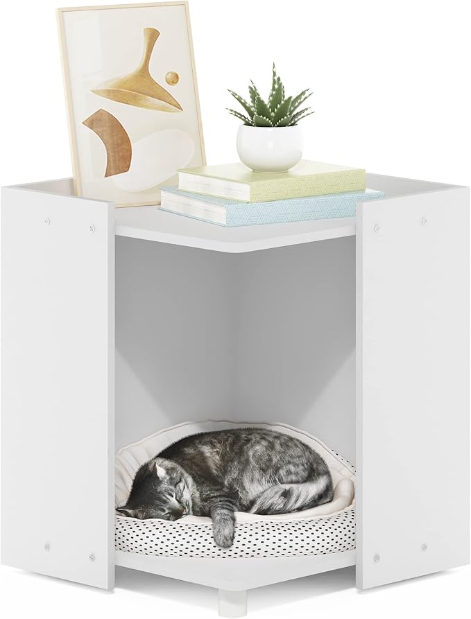 Furinno Peli Litter Box Enclosure, Solid White