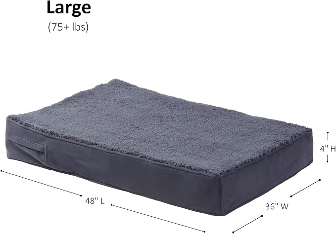 Happy Hounds Oscar Rectangle Orthopedic Foam Sherpa Dog Bed, Large (48 x 36 in.), Prussian Blue