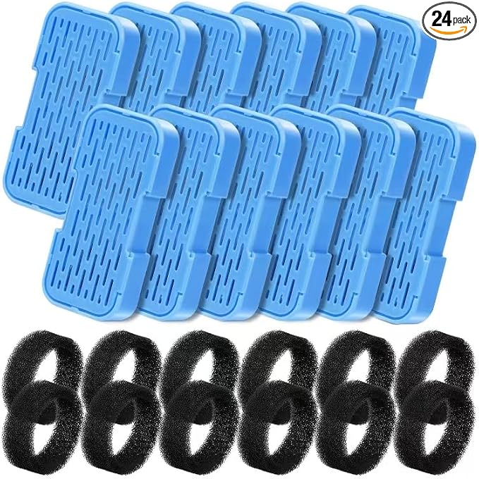 UIOOQ Official Cat Water Fountain Filters, 24 Pack (12 Filters + 12 Sponges), Activated Carbon, Ultra-fine Fiber