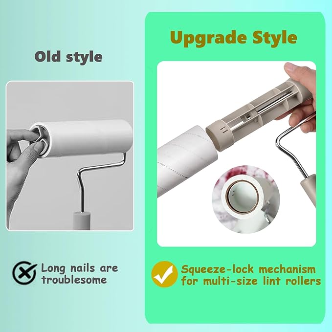 Extra Sticky Large Surface Lint Roller,6.3'' Giant Lint Roller for Pet Hair,5 Rolls 450 Sheets,Long Handle Lint Remover,Easily Remove Carpets, Clothes, Couch and Curtains Dust Cat and Dog Hair Removal
