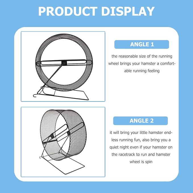 Mikikit Silent Hamster Running Wheel 11.02×10.23×5.90In Metal Mesh Track Quiet Exercise Toy for Hedgehogs Squirrels Guinea Pigs Indoor Cage Play