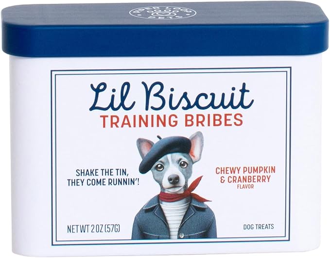 Piper Loop | Lil Biscuit Training Bribes | Pocket-Size Refillable Tin | Chewy | ~20 Treats | Pumpkin & Cranberry with Probiotics | 2 oz