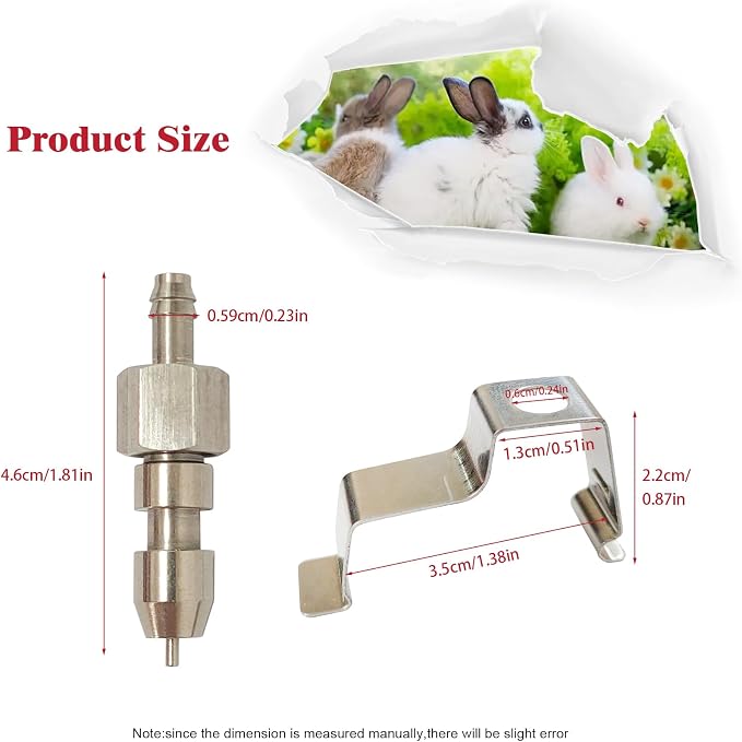 10pcs 304 Stainless Steel Rabbit Water Nipple Drinker with Card for Rodent Cage