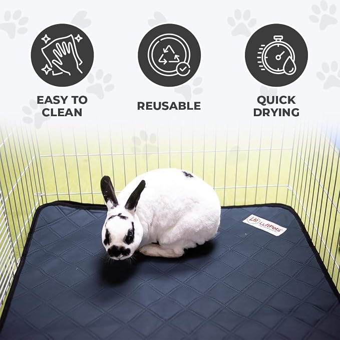 LUFTPETS Washable Rabbit & Guinea Pig Cage Liner & Bedding for Midwest (24"x47"), Easy to Clean Unlike Fleece, Waterproof, Absorbent, Non-Slip Pee Pad, Reusable Bunny Mat for Small Animals