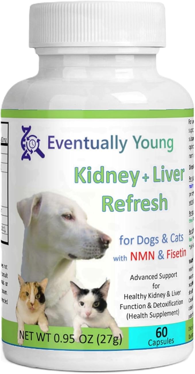 Cat Kidney Support Restore 4 Cats Dogs: 12-in-1 Benefits Super Phosphate Binder w/NMN, Fisetin, Antioxidants, Pre & Probiotic for Healthy Kidney, Liver Functions Anti-Aging & Longevity NAD+ (60 Caps)