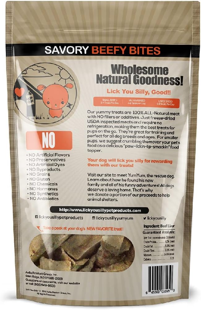 Lick You Silly: All-Natural Freeze-Dried Beef Liver and Peanut Butter Nutterdoodles Dog Treats - Made in the USA with Essential Ingredients for Dogs and Ages - 8 Ounce Pouch