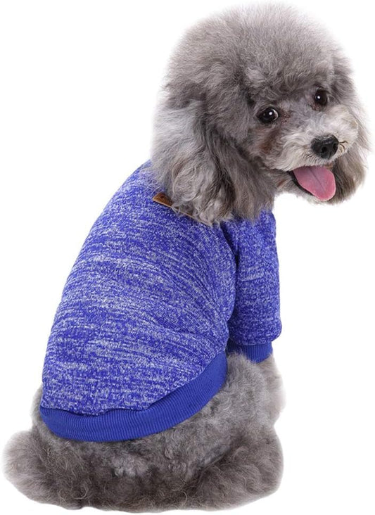 Jecikelon Dog Clothes Dogs Sweater Soft Puppies Clothing Winter Puppy Sweaters Warm Outfit for Dogs Small XXS XS Cat Apparel (Dark Blue, XXS)