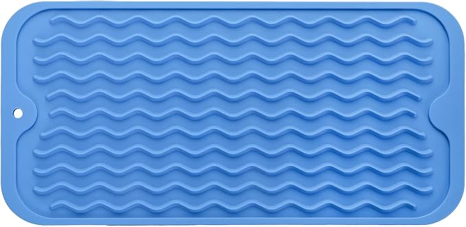 MicoYang Silicone Dish Drying Mat for Multiple Usage,Easy clean,Eco-friendly,Heat-resistant Silicone Mat for Kitchen Counter or Sink,Refrigerator or Drawer Liner Lichen BlueL S 12 inches x 6 inches