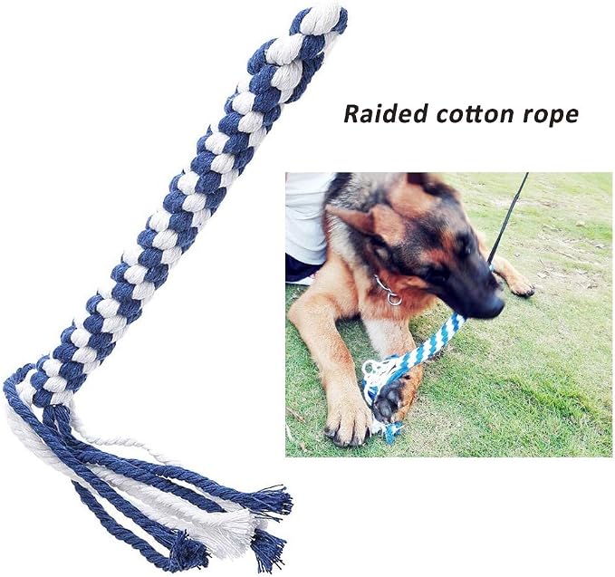 Flirt Pole for Dogs, Interactive Teaser Wand with 1 Fleece Rope Toy for Chase and Tug of War+Outdoor Interactive Dog Toys with 2 Rope Toy for Large Medium Small Dogs Chase
