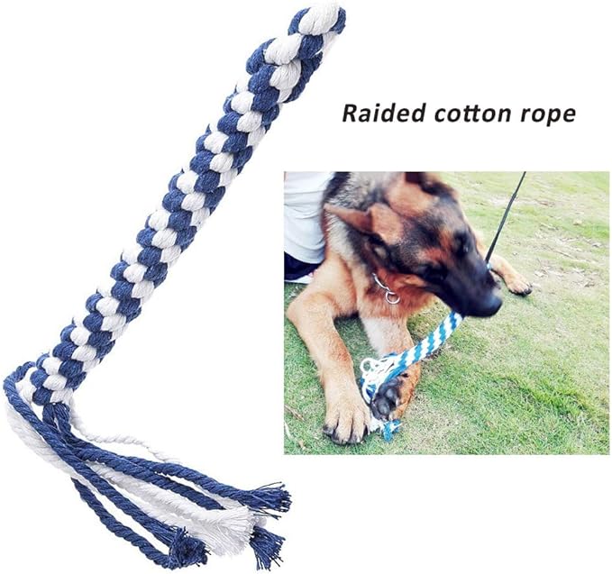 Flirt Pole for Dogs, Interactive Teaser Wand with 1 Fleece Rope Toy for Chase and Tug of War, Durable for Large & Medium Dogs, Interactive Exercise Game in Yard Park
