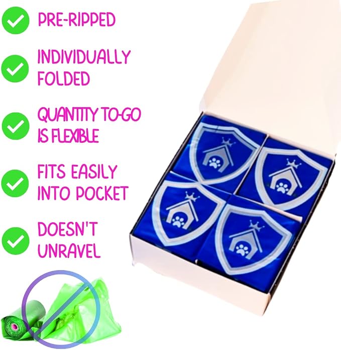 Noble Pets Dog Gloves - 8+ Ways to Use Them| Leak Proof | Extra Long Tie Handles | Eco-Friendly (Royal Blue, 80 gloves)