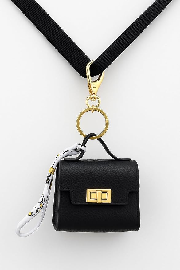 Barkin Dog Poop Bag Holder for Leash, Designer Waste Bag Dispenser Case | Gold Hardware, Portable, Keychain Clip, For Doggie Leash & Travel
