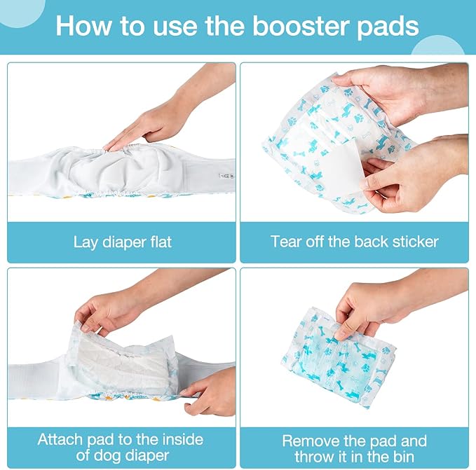 Disposable Dog Diaper Booster Pads M - 100 Count, Dog Diaper Liners for Male and Female Dogs, Inserts Fit Most Puppy Diapers - Pet Belly Bands and Male Dogs Wraps