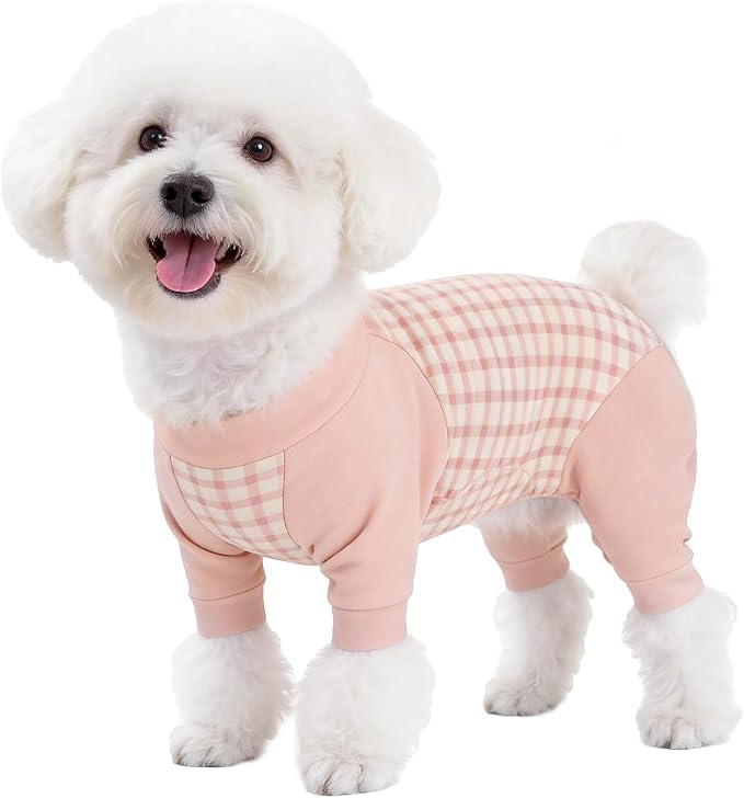 Dog Recovery Suit After Spay-Prevents Lick & Shed (Pink,XS) | Soft, Breathable cotton onesie protects abdominal surgical areas by preventing licking,scratching,and shedding